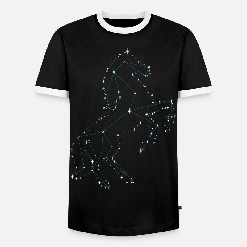 Pferd - Männer Kontrast-T-Shirt - Schwarz/Weiß