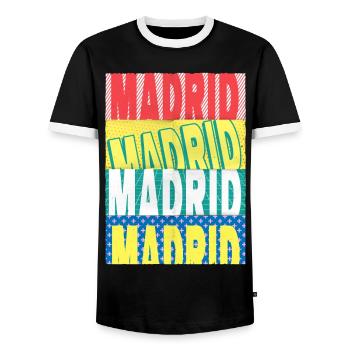 Madrid Espagne City Font Skyline Accueil - T-shirt contrasté Homme - noir/blanc - Devant - AI Model Female 172 light (172cm) & AI Model Male 178 light (178cm)