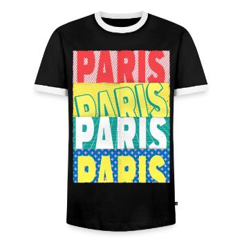 Paris France City Font Skyline Accueil - T-shirt contrasté Homme - noir/blanc - Devant - AI Model Female 172 light (172cm) & AI Model Male 178 light (178cm)