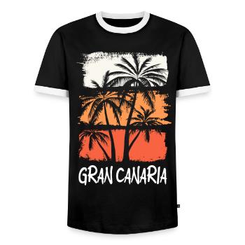 Gran Canaria Sommer Sonne Strand Meer Palmen - Männer Kontrast-T-Shirt - Schwarz/Weiß - Vorne - AI Model Female 172 light (172cm) & AI Model Male 178 light (178cm)