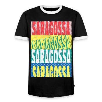 Saragossa Spanien Stadt Schrift Skyline Heimat - Männer Kontrast-T-Shirt - Schwarz/Weiß - Vorne - AI Model Female 172 light (172cm) & AI Model Male 178 light (178cm)