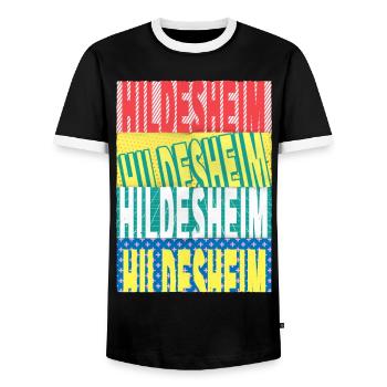 Hildesheim Allemagne City Font Skyline - T-shirt contrasté Homme - noir/blanc - Devant - AI Model Female 172 light (172cm) & AI Model Male 178 light (178cm)