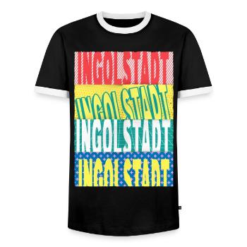 Ingolstadt Deutschland Stadt Schrift Skyline - Männer Kontrast-T-Shirt - Schwarz/Weiß - Vorne - AI Model Female 172 light (172cm) & AI Model Male 178 light (178cm)