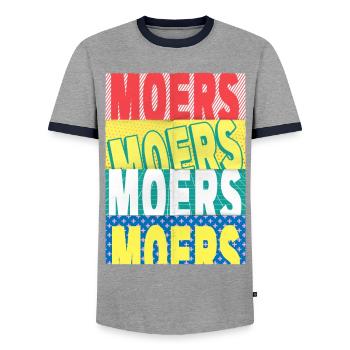 Moers Germany City Font Skyline - Men's Ringer Shirt - grey/navy  - Front - AI Model Female 172 light (172cm) & AI Model Male 178 light (178cm)
