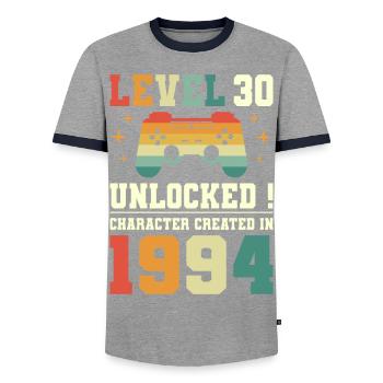 Niveau 30 Anniversaire Gamer 30 Ans - T-shirt contrasté Homme - gris/marine  - Devant - AI Model Female 172 light (172cm) & AI Model Male 178 light (178cm)