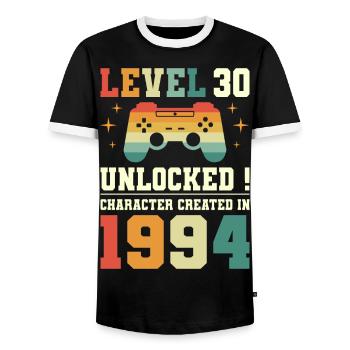 Level 30 Geburtstag Gamer 30 Jahre - Männer Kontrast-T-Shirt - Schwarz/Weiß - Vorne - AI Model Female 172 light (172cm) & AI Model Male 178 light (178cm)