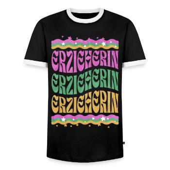 Erzieherin Kindergarten Kita Beruf Kindergärtnerin - Männer Kontrast-T-Shirt - Schwarz/Weiß - Vorne - AI Model Female 172 light (172cm) & AI Model Male 178 light (178cm)