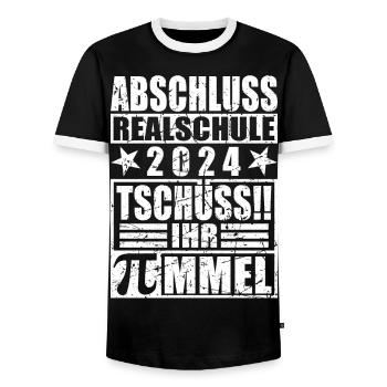 Abschluss 2024 Realschule - Männer Kontrast-T-Shirt - Schwarz/Weiß - Vorne - AI Model Female 172 light (172cm) & AI Model Male 178 light (178cm)