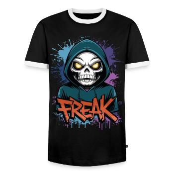 Freak - Skull, Totenkopf - Männer Kontrast-T-Shirt - Schwarz/Weiß - Vorne - AI Model Female 172 light (172cm) & AI Model Male 178 light (178cm)