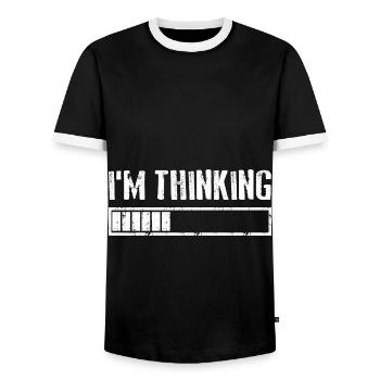 I'M THINKING Loading Gaming Computer Humor - Männer Kontrast-T-Shirt - Schwarz/Weiß - Vorne - AI Model Female 172 light (172cm) & AI Model Male 178 light (178cm)