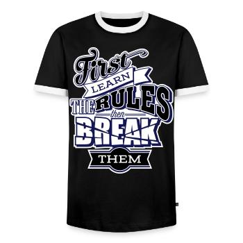 break the rules - Men's Ringer Shirt - black/white - Front - AI Model Female 172 light (172cm) & AI Model Male 178 light (178cm)