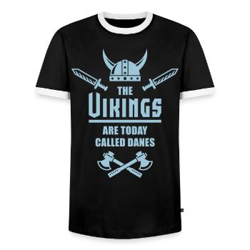 The Vikings Are Today Called Danes - Men's Ringer Shirt - black/white - Front - AI Model Female 172 light (172cm) & AI Model Male 178 light (178cm)