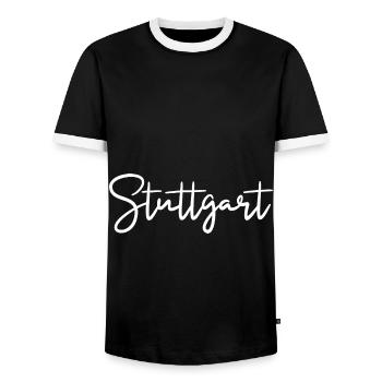 Stuttgart - Männer Kontrast-T-Shirt - Schwarz/Weiß - Vorne - AI Model Female 172 light (172cm) & AI Model Male 178 light (178cm)