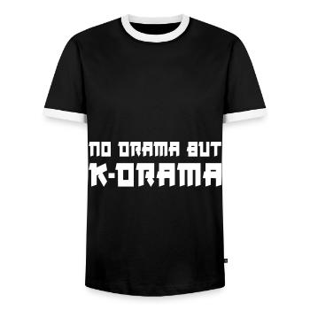 Pas de drame mais K-Drama - T-shirt contrasté Homme - noir/blanc - Devant - AI Model Female 172 light (172cm) & AI Model Male 178 light (178cm)