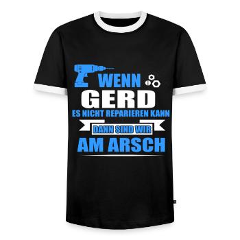 GERD -Geschenk - Männer Kontrast-T-Shirt - Schwarz/Weiß - Vorne - AI Model Female 172 light (172cm) & AI Model Male 178 light (178cm)