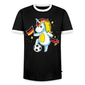 Deutschland Einhorn Germany Unicorn Fußball Gift - Männer Kontrast-T-Shirt - Schwarz/Weiß - Vorne - AI Model Female 172 light (172cm) & AI Model Male 178 light (178cm)
