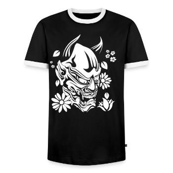 Diable avec des fleurs sait - T-shirt contrasté Homme - noir/blanc - Devant - AI Model Female 172 light (172cm) & AI Model Male 178 light (178cm)