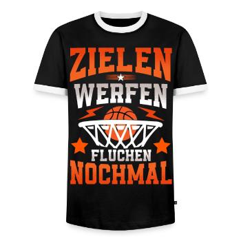 Basketball Basketballer - Männer Kontrast-T-Shirt - Schwarz/Weiß - Vorne - AI Model Female 172 light (172cm) & AI Model Male 178 light (178cm)
