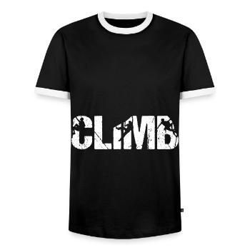 CLIMB Climbing Mountaineering Motto - Men's Ringer Shirt - black/white - Front - AI Model Female 172 light (172cm) & AI Model Male 178 light (178cm)