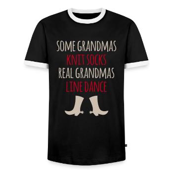 Linedance Line Dance Grandma Couple Dance Western Dance - Men's Ringer Shirt - black/white - Front - AI Model Female 172 light (172cm) & AI Model Male 178 light (178cm)