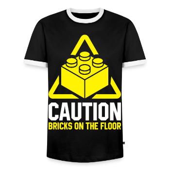 Constructeur de briques Bâtiment en briques Maître constructeur - T-shirt contrasté Homme - noir/blanc - Devant - AI Model Female 172 light (172cm) & AI Model Male 178 light (178cm)