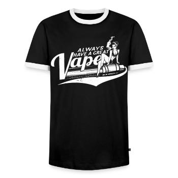 vape shirt mit sexy pin up frau und akkuträger - Männer Kontrast-T-Shirt - Schwarz/Weiß - Vorne - AI Model Female 172 light (172cm) & AI Model Male 178 light (178cm)