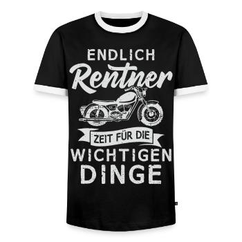 Motorrad Rentner Chopper Opa Ruhestand - Männer Kontrast-T-Shirt - Schwarz/Weiß - Vorne - AI Model Female 172 light (172cm) & AI Model Male 178 light (178cm)