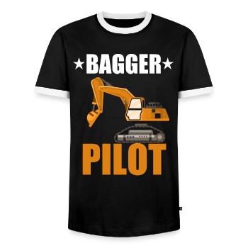 Bagger Pilot Shirt • Baggern • Bagger Geschenk - Männer Kontrast-T-Shirt - Schwarz/Weiß - Vorne - AI Model Female 172 light (172cm) & AI Model Male 178 light (178cm)