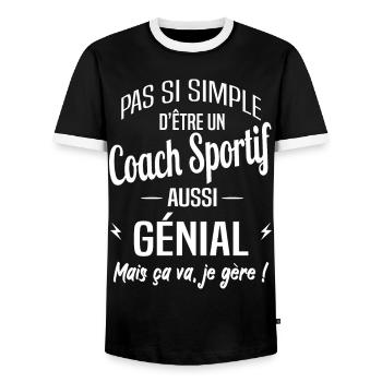 Coach Sportif - T-shirt contrasté Homme - noir/blanc - Devant - AI Model Female 172 light (172cm) & AI Model Male 178 light (178cm)