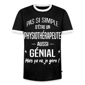 Physiothérapeute - T-shirt contrasté Homme - noir/blanc - Devant - AI Model Female 172 light (172cm) & AI Model Male 178 light (178cm)