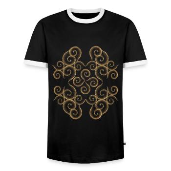 Motif orintal - T-shirt contrasté Homme - noir/blanc - Devant - AI Model Female 172 light (172cm) & AI Model Male 178 light (178cm)