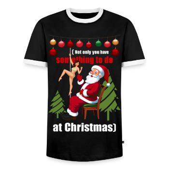 Weihnachtsmann im Stripclub - Männer Kontrast-T-Shirt - Schwarz/Weiß - Vorne - AI Model Female 172 light (172cm) & AI Model Male 178 light (178cm)