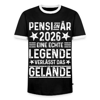 Pensionär 2026 Echte Legende verlässt das Gelände - Männer Kontrast-T-Shirt - Schwarz/Weiß - Vorne - AI Model Female 172 light (172cm) & AI Model Male 178 light (178cm)