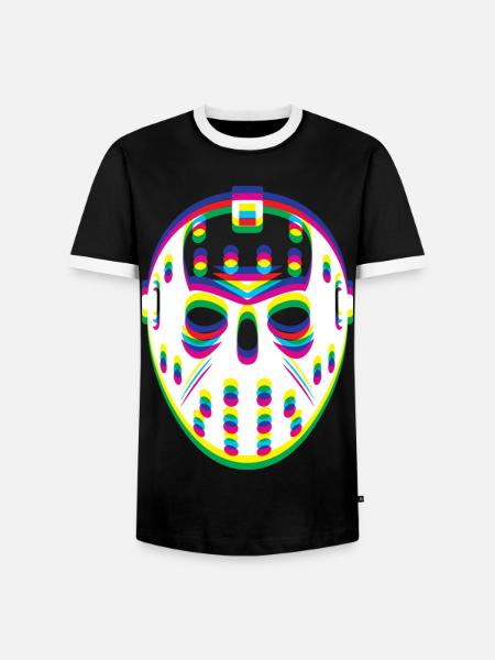 EDM Techno Rave Hockey Maske - Männer Kontrast-T-Shirt - Schwarz/Weiß