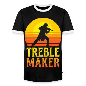 Treble Maker Pun Musician Violonist Man - Men's Ringer Shirt - black/white - Front - AI Model Female 172 light (172cm) & AI Model Male 178 light (178cm)