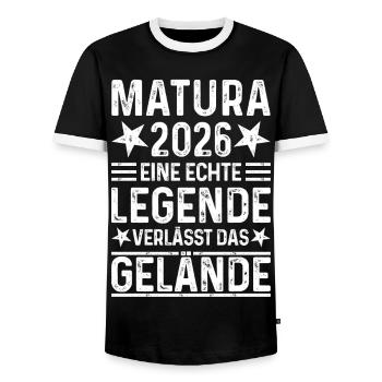 Matura 2026 A legend leaves the site - Men's Ringer Shirt - black/white - Front - AI Model Female 172 light (172cm) & AI Model Male 178 light (178cm)