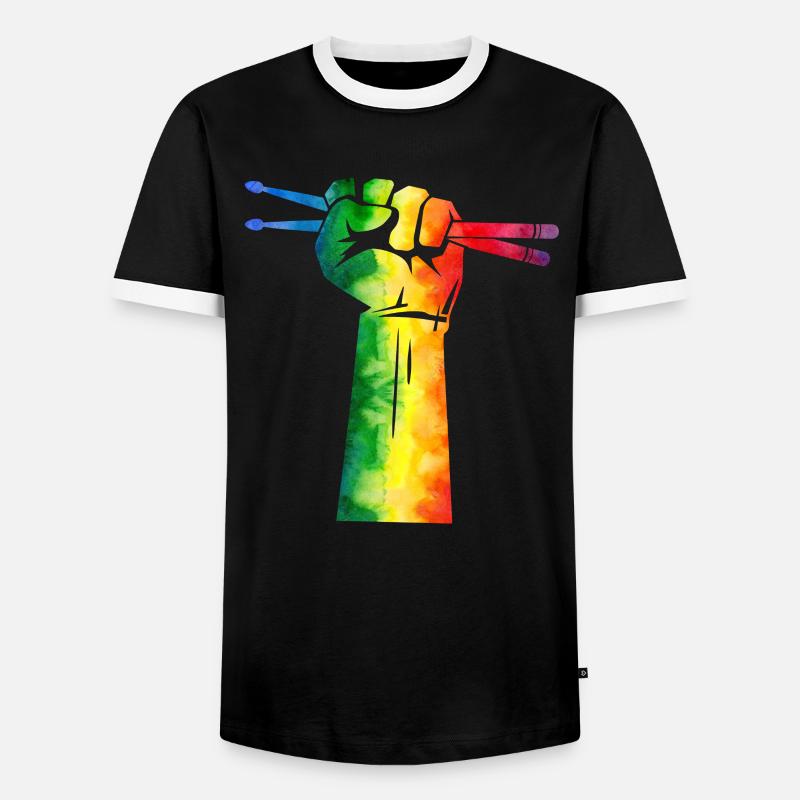 Drumstick Drummer - Männer Kontrast-T-Shirt - Schwarz/Weiß