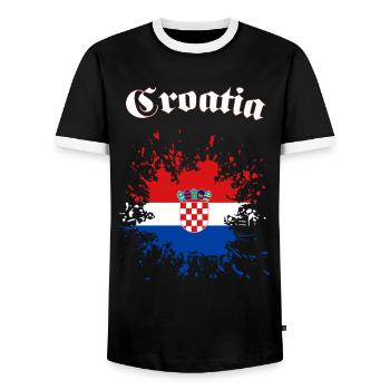 Croatia Hrvatska Croatia - Men's Ringer Shirt - black/white - Front - AI Model Female 172 light (172cm) & AI Model Male 178 light (178cm)