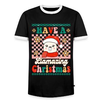 Weihnachten Santa Claus Merry Christmas - Men's Ringer Shirt - black/white - Front - AI Model Female 172 light (172cm) & AI Model Male 178 light (178cm)
