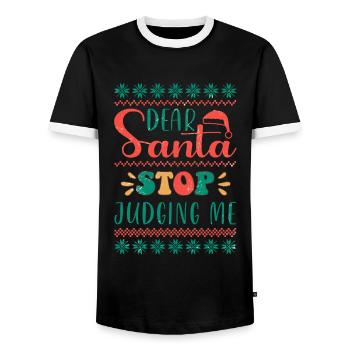 Weihnachten Santa Claus Merry Christmas - Men's Ringer Shirt - black/white - Front - AI Model Female 172 light (172cm) & AI Model Male 178 light (178cm)