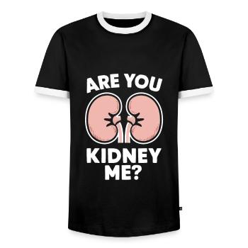 Nierenspender Niere Organspender - Männer Kontrast-T-Shirt - Schwarz/Weiß - Vorne - AI Model Female 172 light (172cm) & AI Model Male 178 light (178cm)