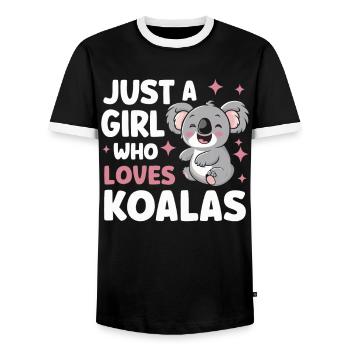 Koala Koala Koala Bear Animal - Men's Ringer Shirt - black/white - Front - AI Model Female 172 light (172cm) & AI Model Male 178 light (178cm)