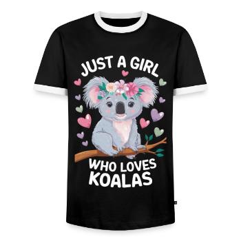 Koala Koala Koala Bear Animal - Men's Ringer Shirt - black/white - Front - AI Model Female 172 light (172cm) & AI Model Male 178 light (178cm)