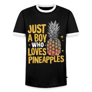 Ananas Fruit tropical hawaïen - T-shirt contrasté Homme - noir/blanc - Devant - AI Model Female 172 light (172cm) & AI Model Male 178 light (178cm)