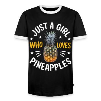 Ananas tropische hawaiianische Frucht - Männer Kontrast-T-Shirt - Schwarz/Weiß - Vorne - AI Model Female 172 light (172cm) & AI Model Male 178 light (178cm)