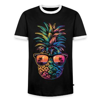 Ananas Fruit tropical hawaïen - T-shirt contrasté Homme - noir/blanc - Devant - AI Model Female 172 light (172cm) & AI Model Male 178 light (178cm)