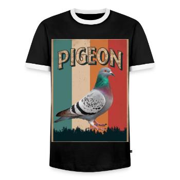 Pigeon Pigeons Animal Oiseau - T-shirt contrasté Homme - noir/blanc - Devant - AI Model Female 172 light (172cm) & AI Model Male 178 light (178cm)