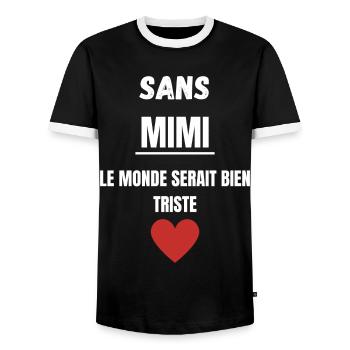 Without Mimi, the world would be very sad - Men's Ringer Shirt - black/white - Front - AI Model Female 172 light (172cm) & AI Model Male 178 light (178cm)