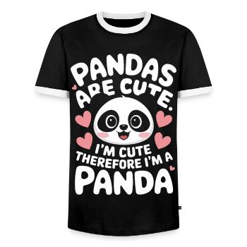 Panda Ours Panda Animal Pandas - T-shirt contrasté Homme - noir/blanc - Devant - AI Model Female 172 light (172cm) & AI Model Male 178 light (178cm)