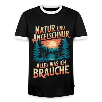 Angeln Fischen in der Natur lustiger Spruch - Männer Kontrast-T-Shirt - Schwarz/Weiß - Vorne - AI Model Female 172 light (172cm) & AI Model Male 178 light (178cm)